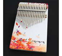 Printed Portable Kalimba Thumb Piano 17 keys,Hearda Solid Spruce Wood Handmade Mbira Finger Piano, African Finger Keyboard with Tuning Hammer, Gift for Friends Adult Beginners (Autumn leaves)
