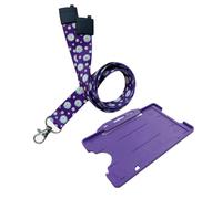 Printed Purple Daisy Lanyard with Matching Colour Lanyard and Card Holder, 7 Colours to Choose from (Purple)
