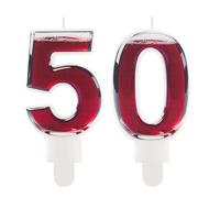 Printed Red Wine Themed 50th Birthday Candles for Cake, Velvet Number 50 Candle for Birthday Decorations, Red Wine Design Cake Topper Decorations for Women Men Birthday Party Anniversary Celebration