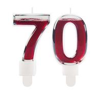 Printed Red Wine Themed 70th Birthday Candles for Cake, Velvet Number 70 Candle for Birthday Decorations, Red Wine Design Cake Topper Decorations for Women Men Birthday Party Anniversary Celebration