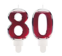 Printed Red Wine Themed 80th Birthday Candles for Cake, Velvet Number 80 Candle for Birthday Decorations, Red Wine Design Cake Topper Decorations for Women Men Birthday Party Anniversary Celebration