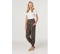 Printed Relaxed Tapered Harem Pants Izabel London Black 12