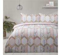 Printed Reversible Luxury Geo Metallic Marble Duvet Cover With Pillowcases