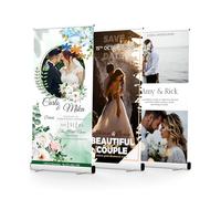 Printed Roll Up Banner, Personalised Banners for Events, Custom Pull Up Printed Banners for Business Wedding Charity Outdoor Indoor, Sign Print Your Design, Large Backdrop (Wedding Designs)