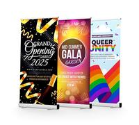 Printed Roll Up Banner, Personalised Banners for Events, Custom Pull Up Printed Banners for Business Wedding Charity Outdoor Indoor, Sign Print Your Design, Large Backdrop (Events Banner)
