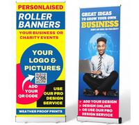 Printed Roll Up Banner Stand Personalised Banners for Event Custom Roller Pull Up Printed Banners for Business Promotions Sign Print Your Design, Text & Logo or Photo Weather Proof Prints Carry Case