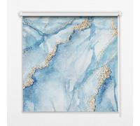 Printed Roller Blind 60x140 cm | Blue Marble | Light Filtering Semi Blackout | Window Shade for Bedroom Living Room Kitchen Office | Chain Pull | Wall Ceiling Mount | Easy Fit
