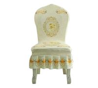 Printed Round Back Dining Chair Cover Set of 2/4/6/8 Stretch Thickened Chair Slipcover with Skirt Printed Curved Back Dining Chair Cover for Kitchen Restaurant Banquet