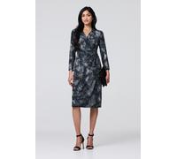 Printed Ruched Belt Detail Midi Dress Izabel London Black 16