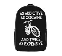 Printed Rucksack Bicycle Addicted School Backpack Adjustable Straps Travel Bag for Hiking, Travel, Camping, 42X32X14Cm
