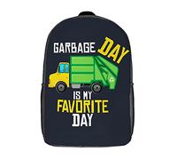 Printed Rucksack Garbage Day is My Favorite - Recycling Trash Garbage Truck Knapsack Durable Travel Bag for Hiking, Camping, Work, 42X32X14Cm