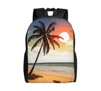 Printed Rucksack Palm Tree On Beach Students Bookbag Personality Daypack for School, Travel, Camping, 42X32X14Cm