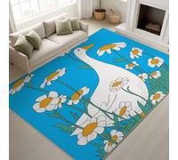 Printed Rugs 50 x 80 cm, Animal Cartoon Non Slip Moisture Barrier Rugs Flowers Duck Daisy Natural Modern, Washable Carpet Nursery Kitchen, Blue White