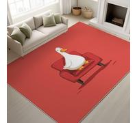 Printed Rugs 50 x 80 cm, Cartoon Animal Cute Elegant Non Slip Moisture Barrier Rugs Duck Solid Background Simple Cosy Girls, Washable Carpet Nursery Games Room, Red White