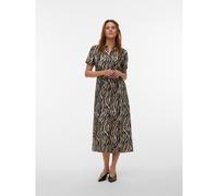 Printed Short Sleeve Tie-Waist Dress Zebra Print