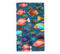Printed Skin-Friendly Submarine Reef Fish Absorbent Towel, absorbs Water and Dries Quickly, Suitable for Bathroom and Travel