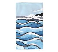 Printed Skin-Friendly Waves Lapping at The Rocks Absorbent Towel, absorbs Water and Dries Quickly, Suitable for Bathroom and Travel