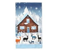 Printed Skin-Friendly Winter Fawn Absorbent Towel, absorbs Water and Dries Quickly, Suitable for Bathroom and Travel