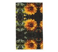 Printed Skin-Friendly Yellow Sunflower on a Brown Background Absorbent Towel, absorbs Water and Dries Quickly, Suitable for Bathroom and Travel