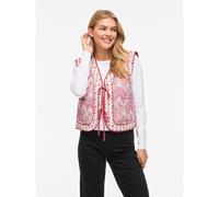 Printed Sleeveless Jacket with Tie Fastening Pink Print
