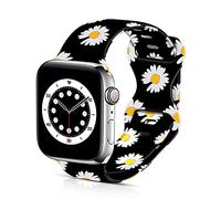 Printed Soft Silicone Bands Compatible with Apple Watch Band 38mm 40mm 42mm 44mm, Sport Replacement Band for iWatch Series 6 5 4 3 2 1 SE, Little white daisy, 42mm 44mm, Modern