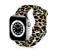Printed Soft Silicone Bands Compatible with Apple Watch Bands 38mm 40mm 42mm 44mm, Sport Replacement Strap for iWatch Series 6 5 4 3 2 1 SE, Traditional leopard colors, 38mm 40mm, Classic