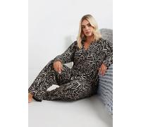 Yours Curve Natural Zebra Print Soft Touch Pyjama Set - Women's - Plus Size Curve Brown