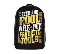 Printed Sports Bag Beer and Billiards Pool Backpack Personality Students Bookbag for Travel, Work, Camping, 42X32X14Cm