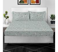 Printed Super King Fitted Sheet 100% Egyptian Cotton 400 Thread Count Floral Design - 30cm (12”) Extra Deep Pocket Super King Bed Sheet - Luxury Soft Floral Print (180 x 200 cm)