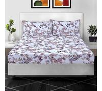 Printed Super King Fitted Sheet 100% Egyptian Cotton 400 Thread Count Floral Design - 30cm (12”) Extra Deep Pocket Super King Bed Sheet - Luxury Soft Floral Print (180 x 200 cm)