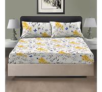 Printed Super King Fitted Sheet 100% Egyptian Cotton 400 Thread Count Floral Design - 30cm (12”) Extra Deep Pocket Super King Bed Sheet - Luxury Soft Floral Print (180 x 200 cm)