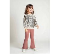 Printed Sweatshirt & Flared Leggings Set for Girls dusky pink