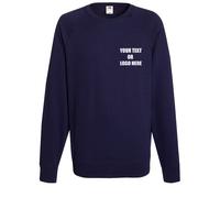 Printed Sweatshirt Fruit of the Loom Lightweight Raglan Add Your Text/Logo Gym