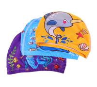 Printed Swim Cap Cartoon Elastic Cloth Polyester 3pcs