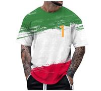 Printed T Shirts Personalised Italian Sports Print Tee for Men Casual Round Neck European Soccer Shirt (White, XXXL)