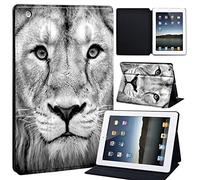 Printed Tablet Case for iPad 2 3 4 Smart Case Cover, Ultra Slim Lightweight Protective Case Folio Cover, for iPad 2/iPad 3 /iPad 4 (Old Model) (iPad 2/3/4, black white lion)