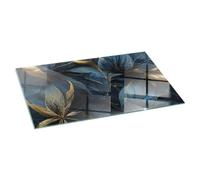 Printed Tempered Glass Fireplace Protector | Decorative Hearth Floor Panel | Heat Resistant Log Burner Base | Stylish Interior Fire Shield - 120x60cm (47.2×23.6 inch) - Elegant leaves in texture