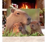 Printed Throw Blanket for Sofa and Bed 100x130 cm Cute Animals Capybaras Soft Flannel Fleece Blanket Lightweight & Cozy Decorative Blankets Green Microfiber Warm Throw for All Seasons