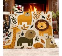 Printed Throw Blanket for Sofa and Bed 130x150 cm Anime Jungle Animals Theme Soft Flannel Fleece Blanket Lightweight & Cozy Decorative Blankets Brown Microfiber Warm Throw for All Seasons