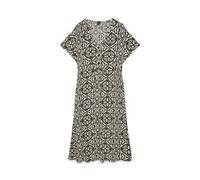 Printed Tie-Waist Short Sleeve Maxi Dress Black Print