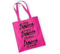 Printed Tote Bag Slogan Women's Gift Idea 100% Cotton "One Prosecco, Two Prosecco, Three Prosseco, Floor! " Funny Beach Accessories Canvas Shoulder Bag - Pink
