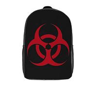 Printed Travel Bag Red Symbol Biohazard Radioactive Knapsack Trendy Backpack for Travel, Work, Camping, 42X32X14Cm