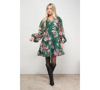 Printed Trim Detail V Neck Tiered Mini Dress Oasis Multi 10