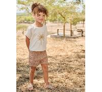 Printed twill shorts for girls beige