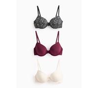 Printed Underwired Plunge Bra 3 Pack 32B
