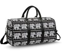 Printed Unisex Travel Holdall Weekend Bag | Waterproof Overnight Duffel | Easy Hand Carry Flight Bags, Padded Grab Strap | Large Travel Bags (White)