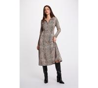 Printed V-Neck Maxi Dress with Long Sleeves leopard print