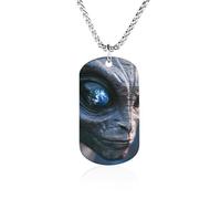 Printed Watching The Earth Dog Tag Necklace Stainless Steel Plated Pendant Memorial Jewelry Gift for Men Women