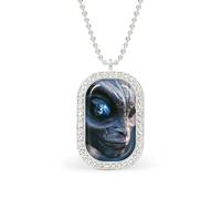 Printed Watching The Earth Pendant Necklace Fashion Jewelry Square Pendant with White Drill Border One Size