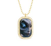 Printed Watching The Earth Pendant Necklace Fashion Jewelry Square Pendant with White Drill Border One Size